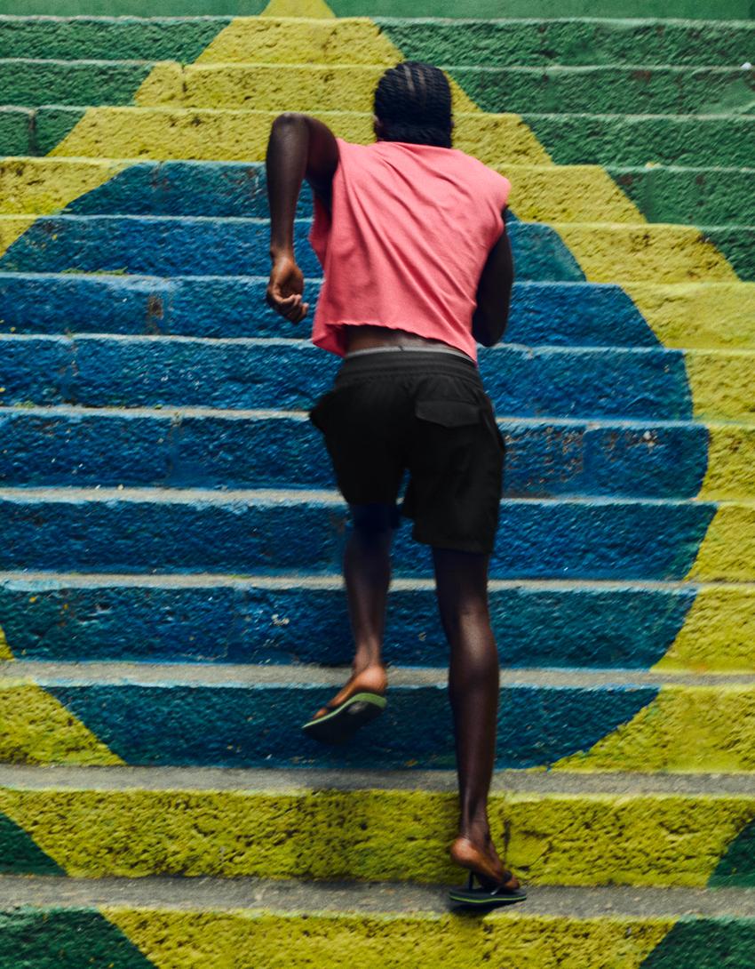 Boxy fit çift bel baskılı mayo-Siyah