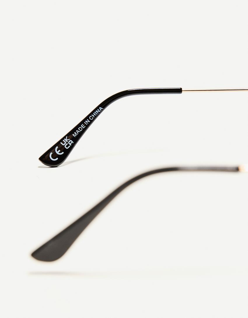 Owalne okulary przeciwsłoneczne-Czarny-3