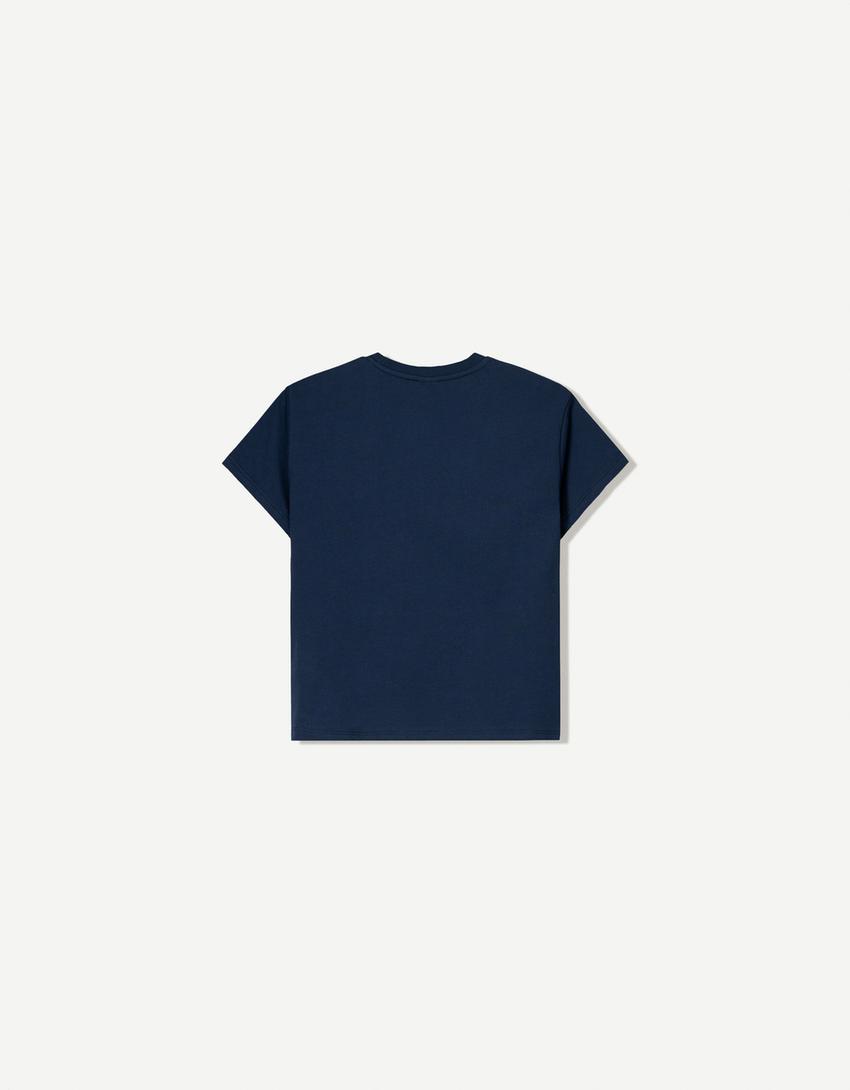 T-Shirt mit Print-Marinenblau-4