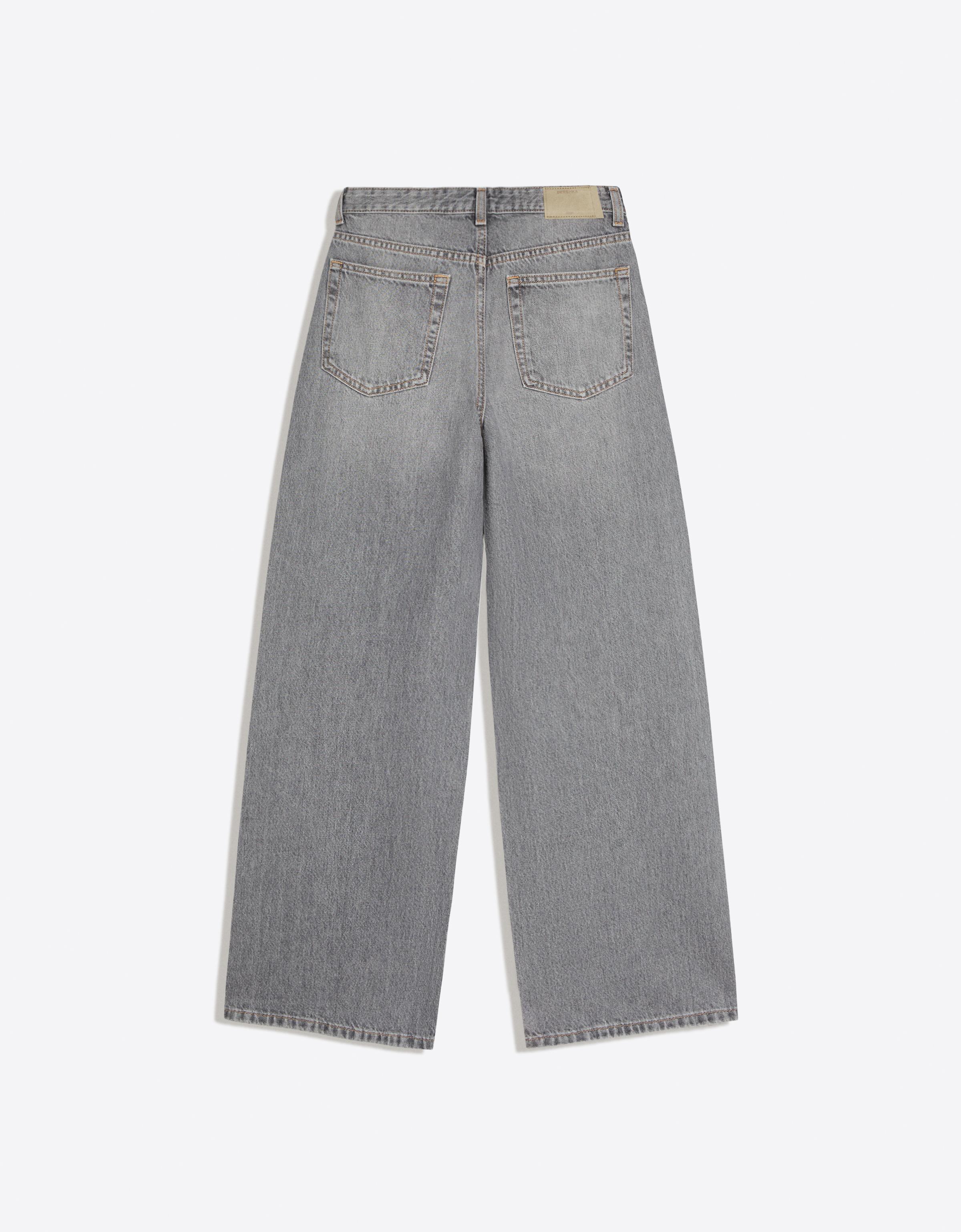 Wide-leg cross-waist jeans — Grey