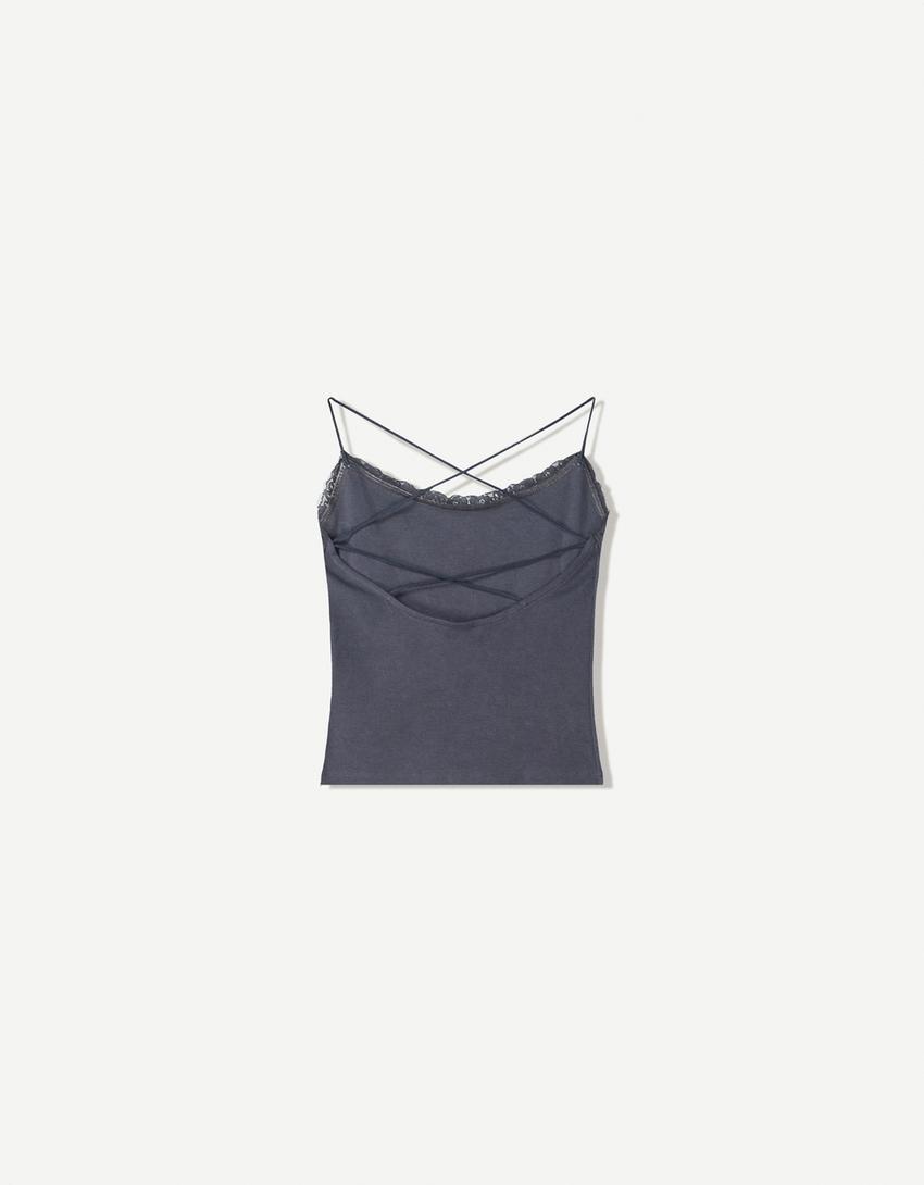 Printed strappy top-Grey-4