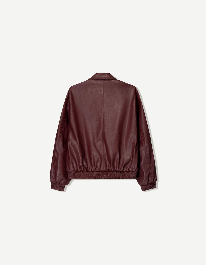 Suni deri ceket-Bordo-2