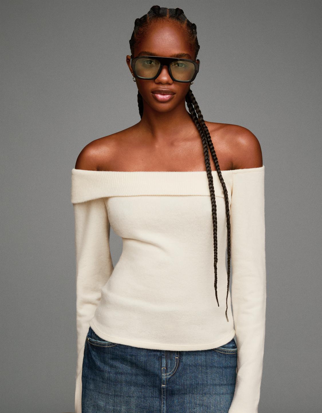 Soft asymmetric knit sweater