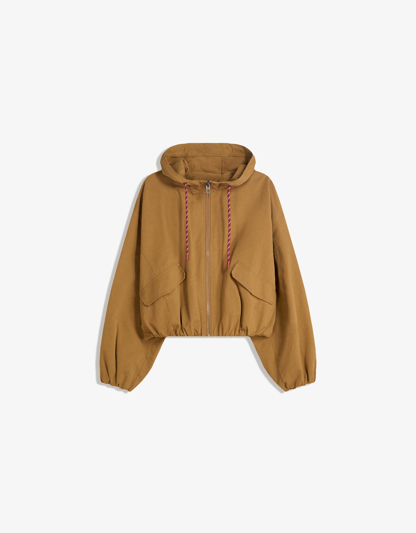 Bershka kurtka z kapturem wielbłądzi