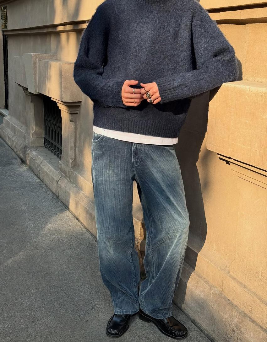 Super Baggy Cordhose-Blau