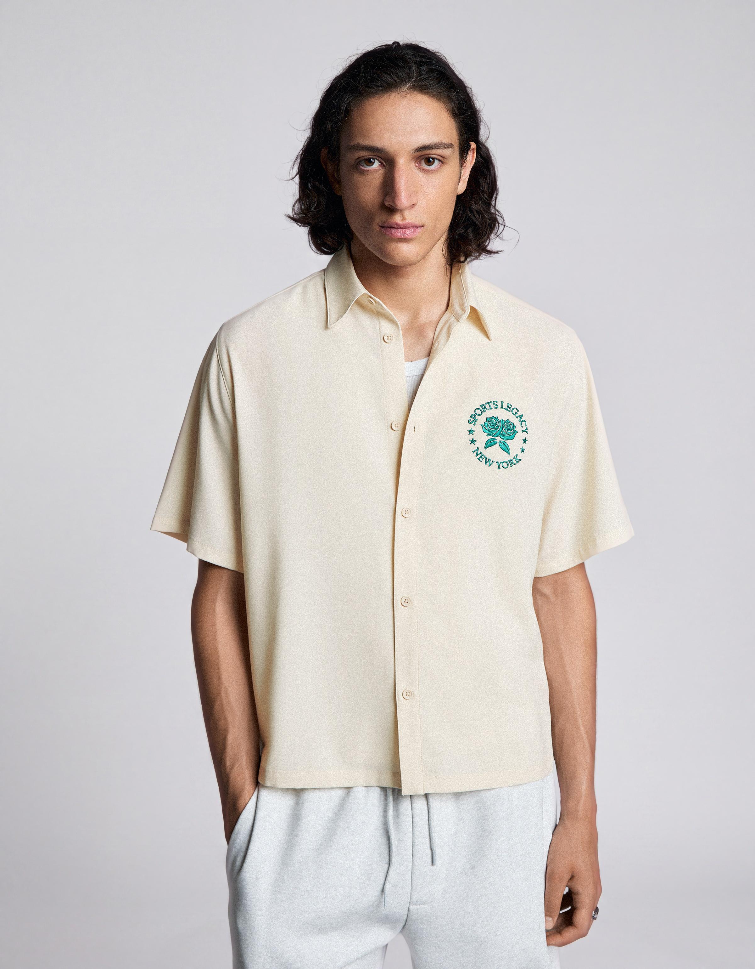 Embroidered short sleeve shirt — Cream