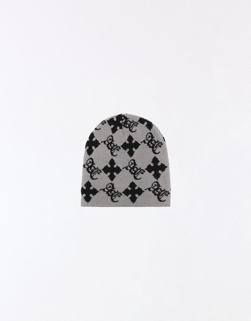 Gorro beanie print-Gris