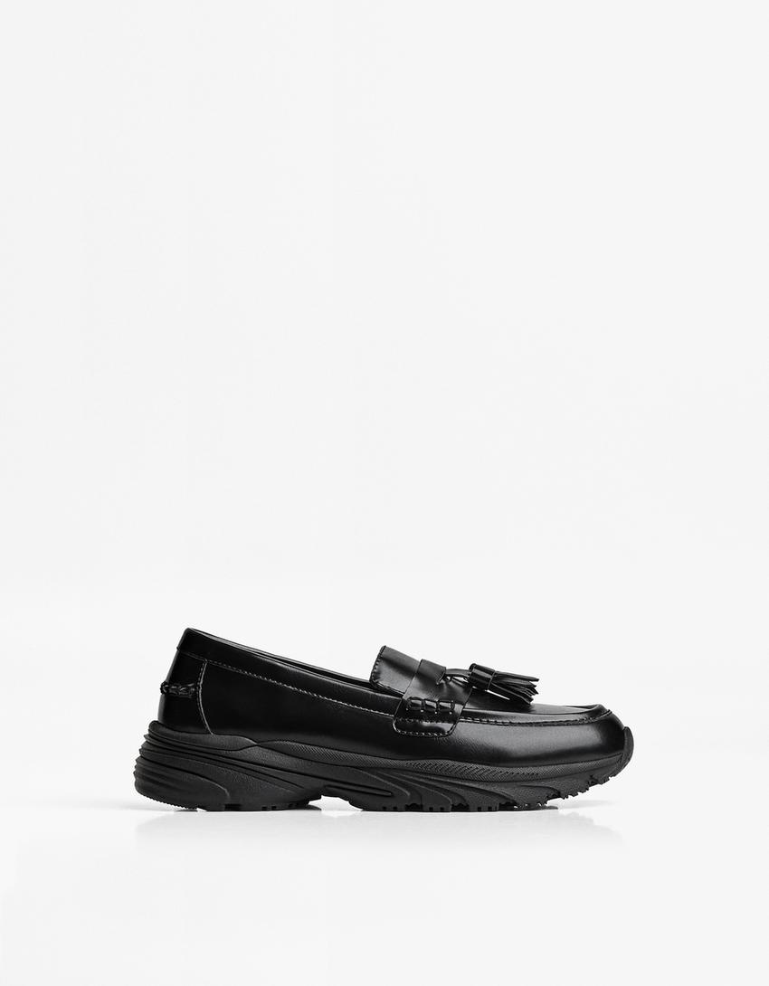 Loafers with sporty sole-BLACK-0