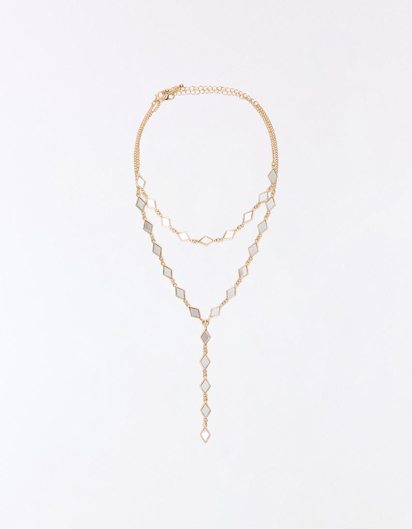 Lariat ketting met spiegels-Goud