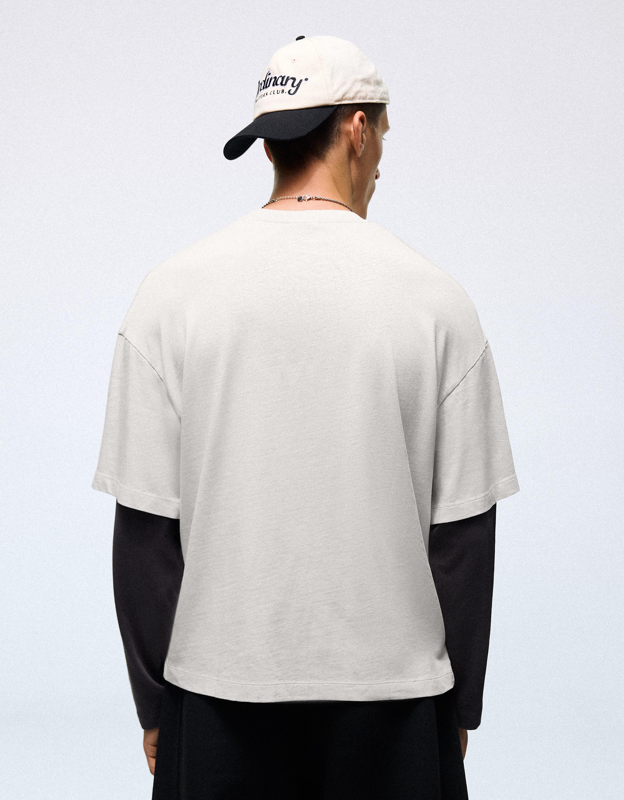 Contrast double-sleeve T-shirt — Grey