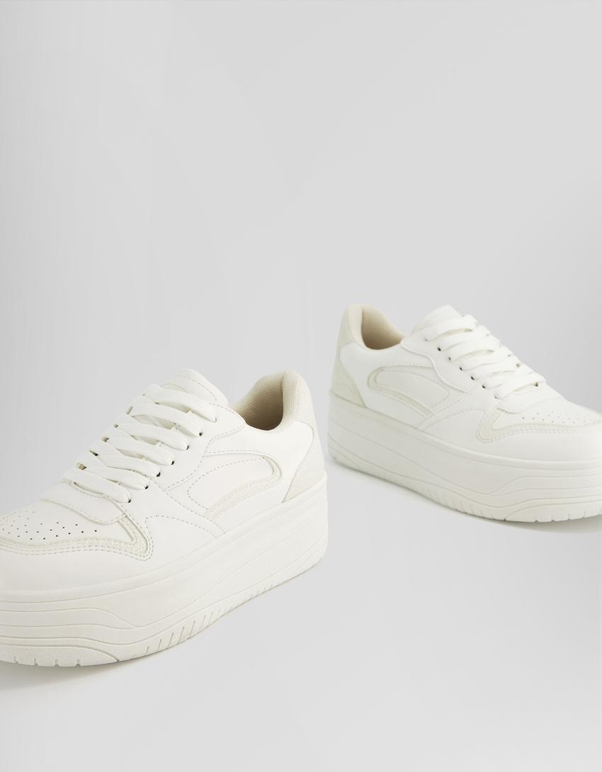 حذاء رياضي بنعل عالي-أبيض