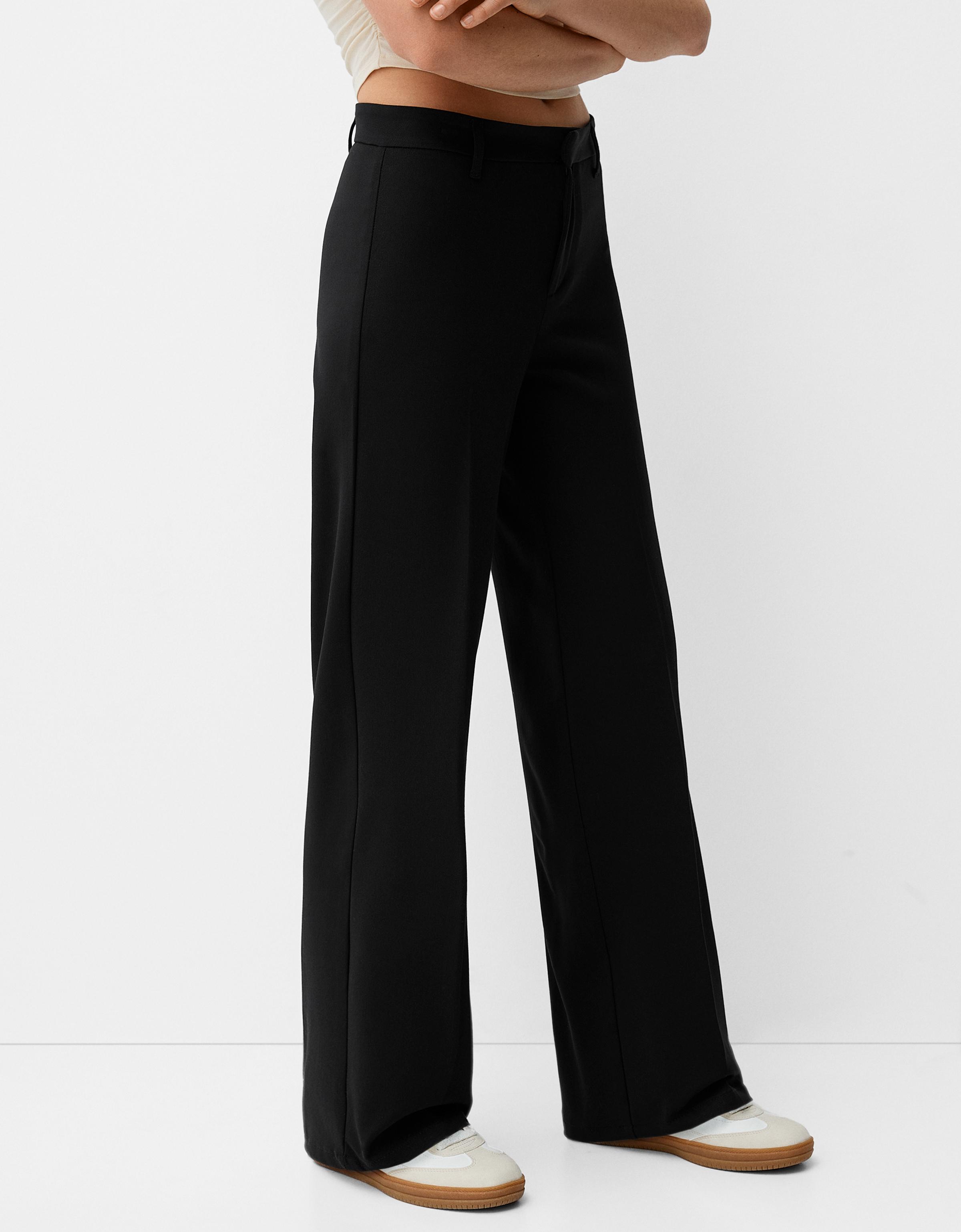 Bershka Wide Leg Tailoring-Hose Damen 42 Schwarz