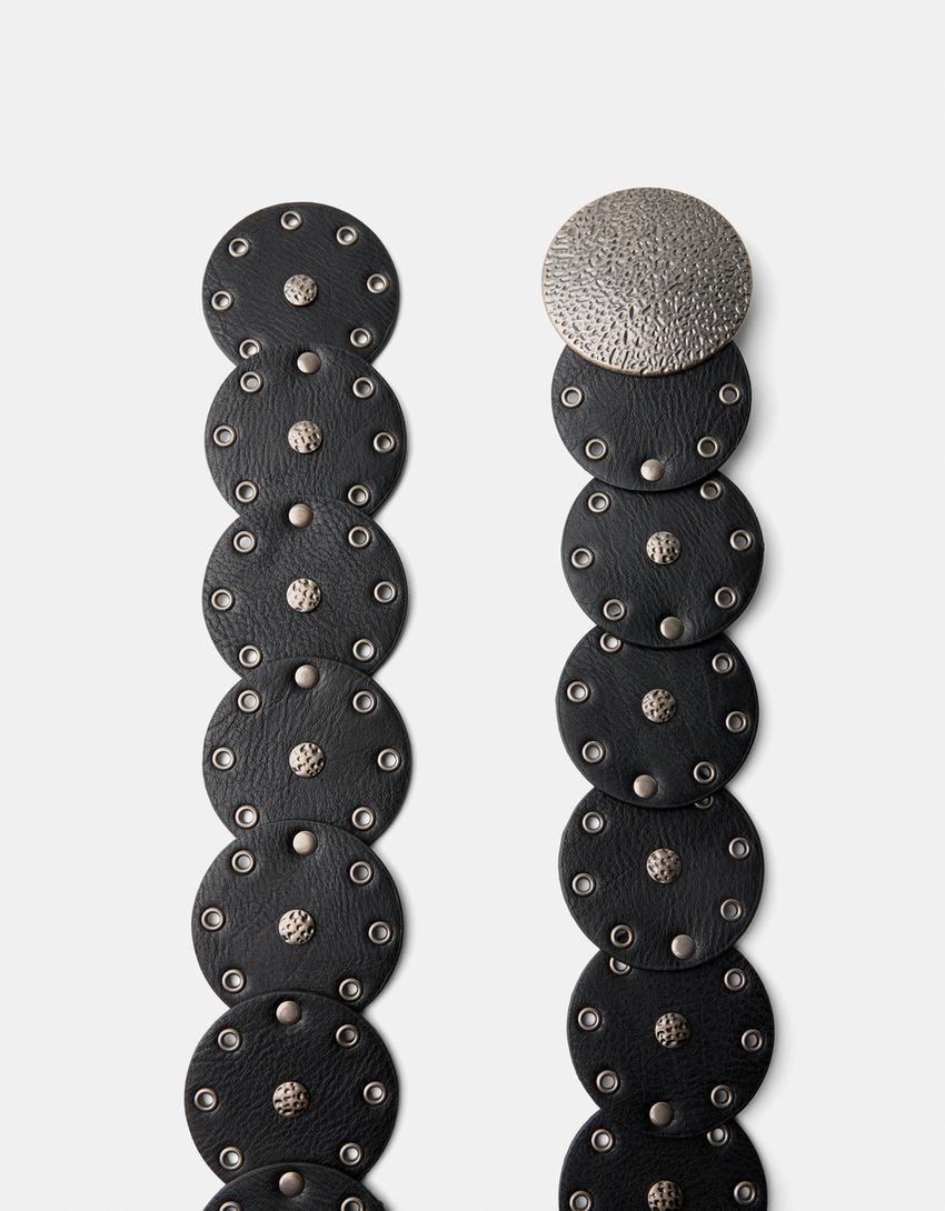 Riem met studs-Zwart