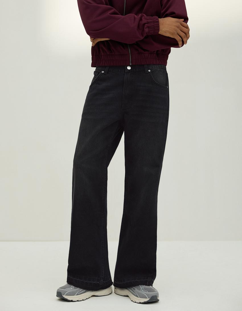 Jeans flare straight fit-Nero