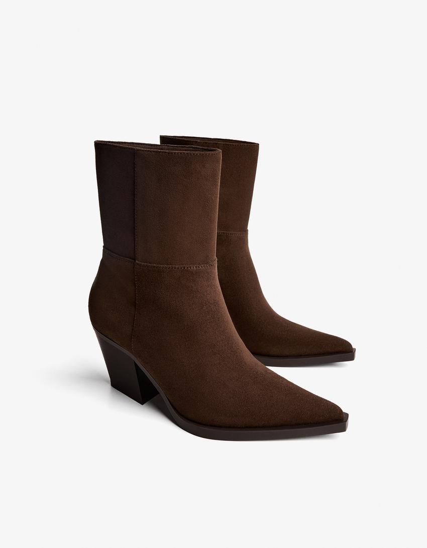 Stiefelette mit Westernabsatz-Braun