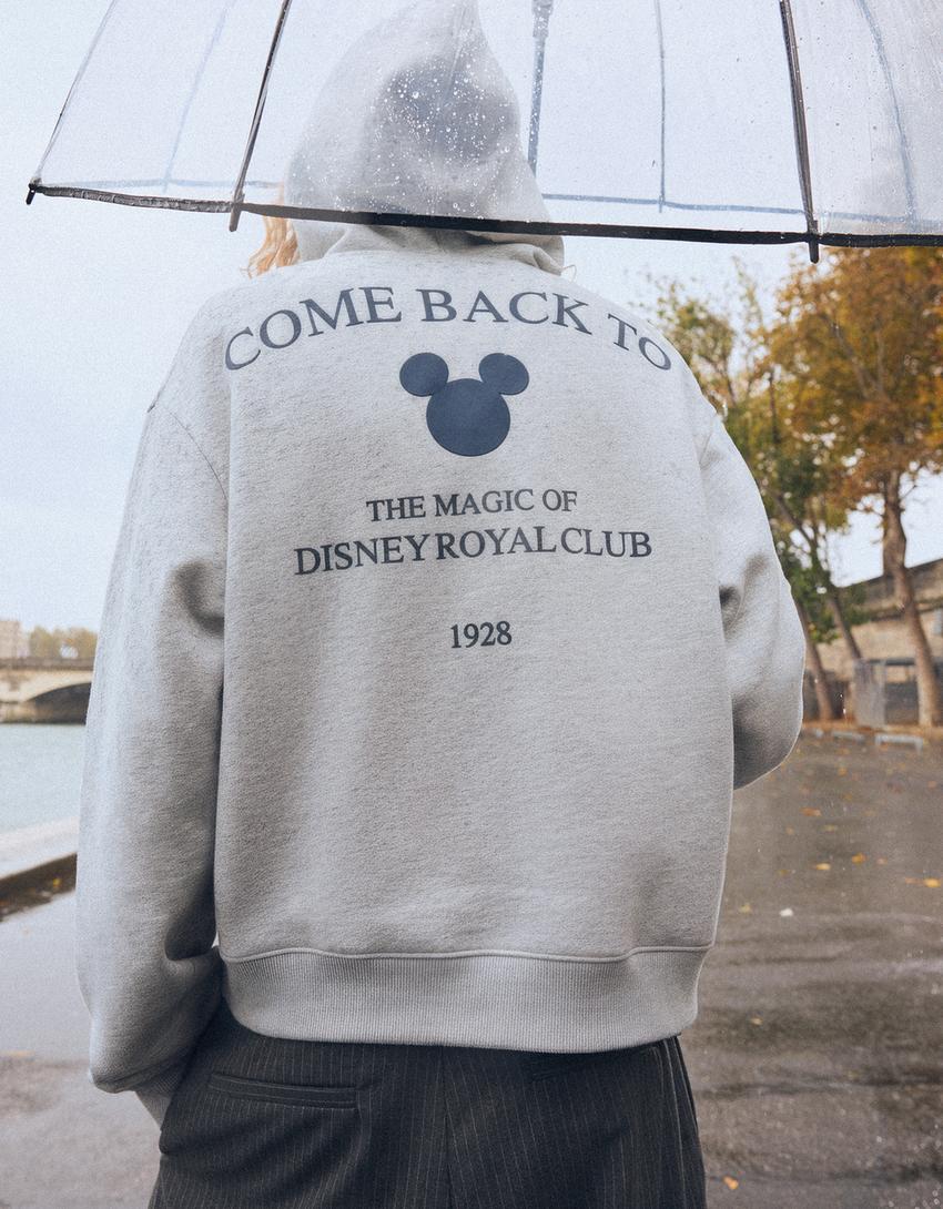 Sweat zippé court imprimé Disney-Gris