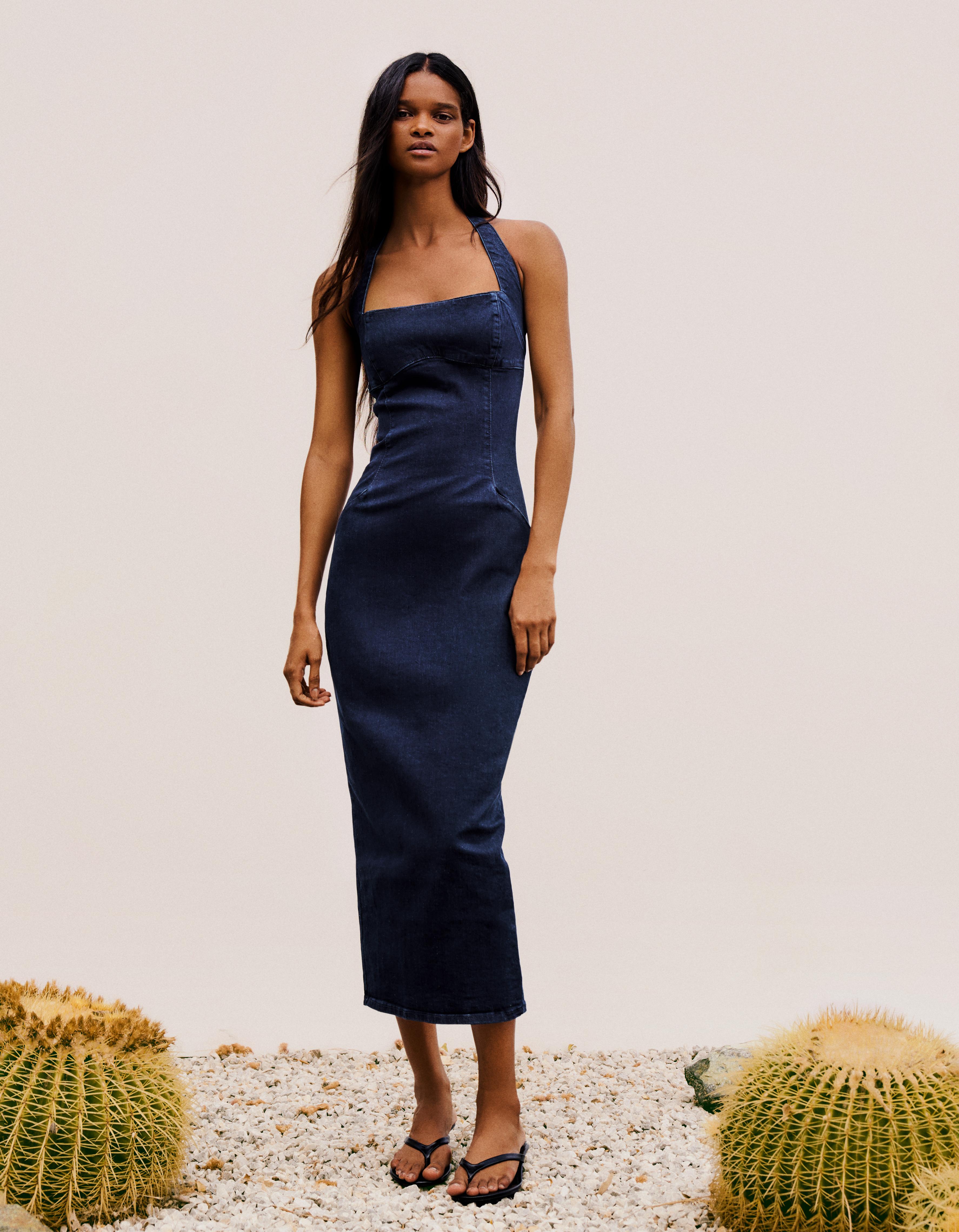 Denim midi dress