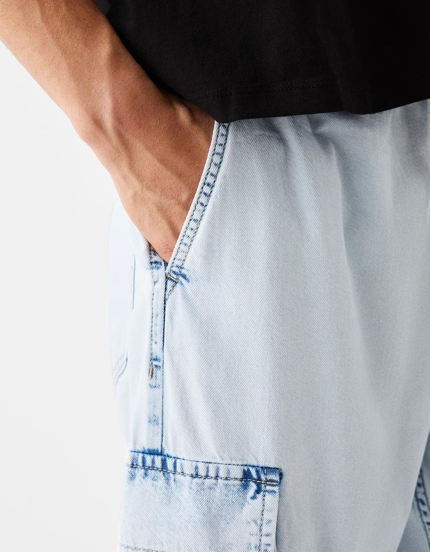 بنطال جينز رياضي كارغو-أزرق فاتح-5