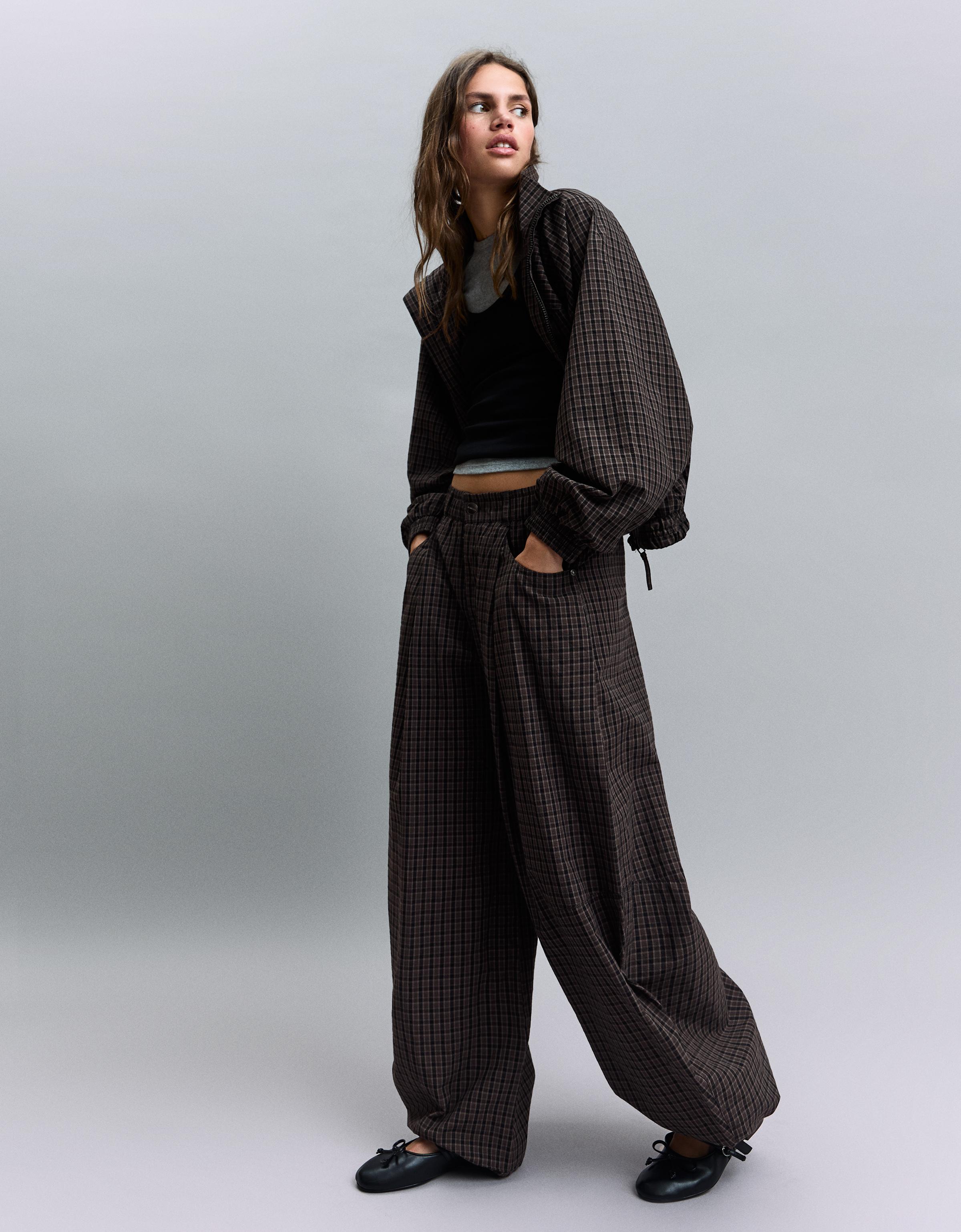 Kareli paraşüt pantolon - Görsel 8