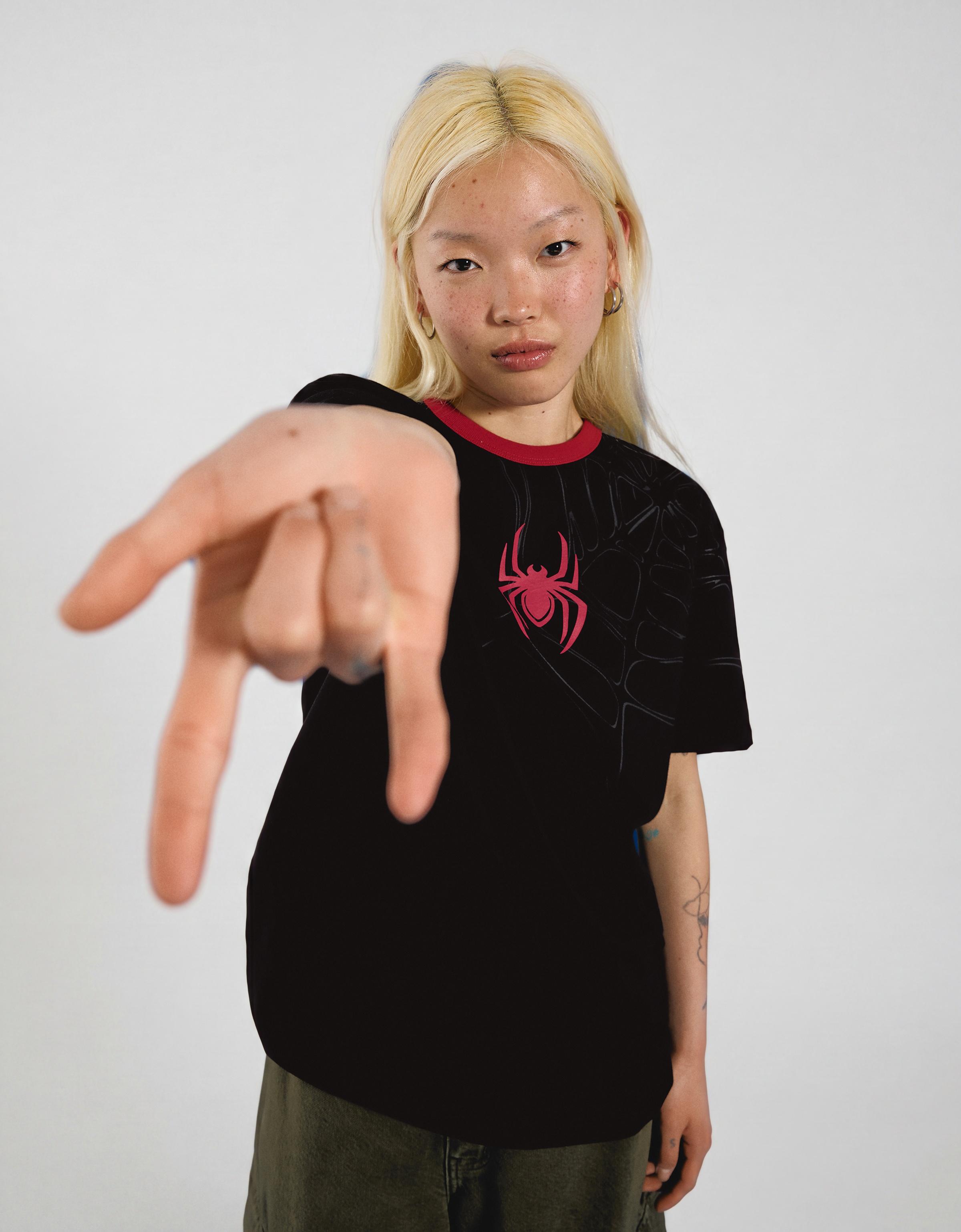 SPIDER-MAN contrast print T-shirt — Black