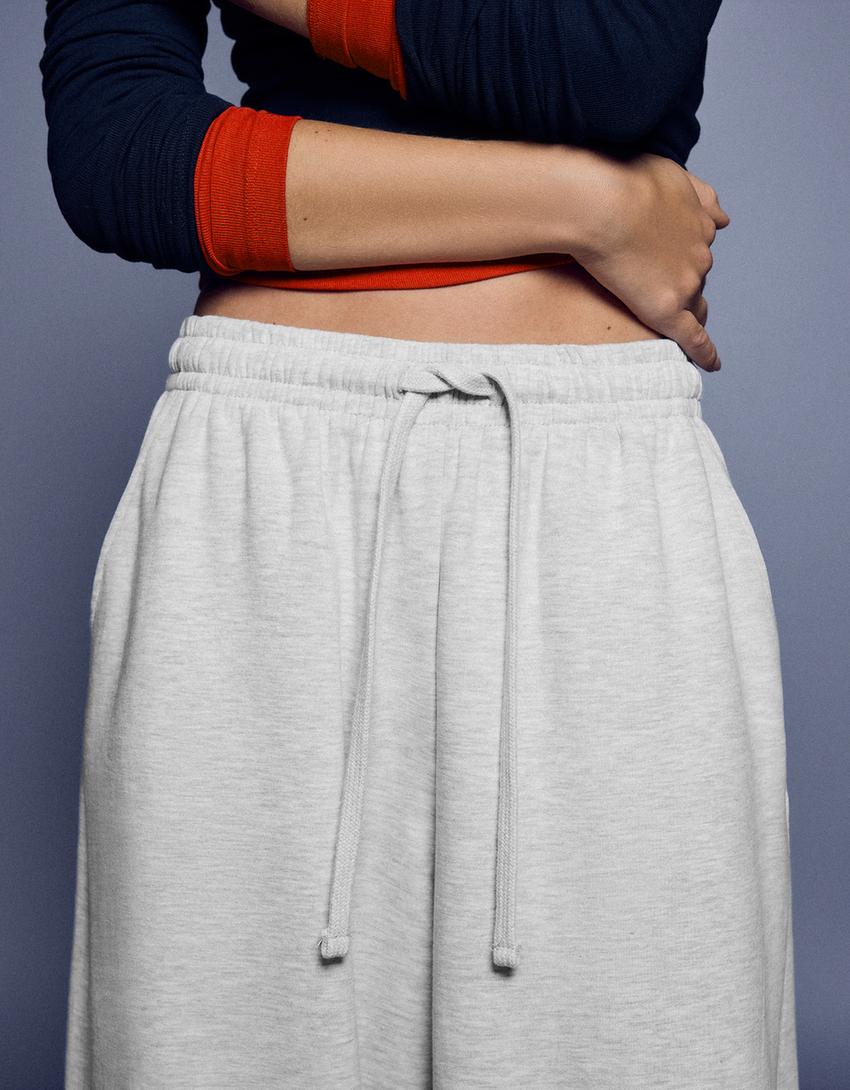Plush barrel trousers with stoppers-Grey