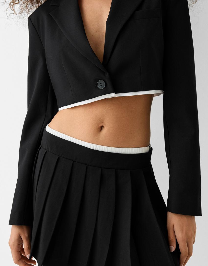 Ensemble blazer et jupe popeline-Noir-7