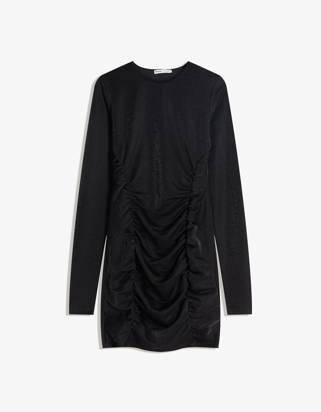 Shimmery ruched mini dress