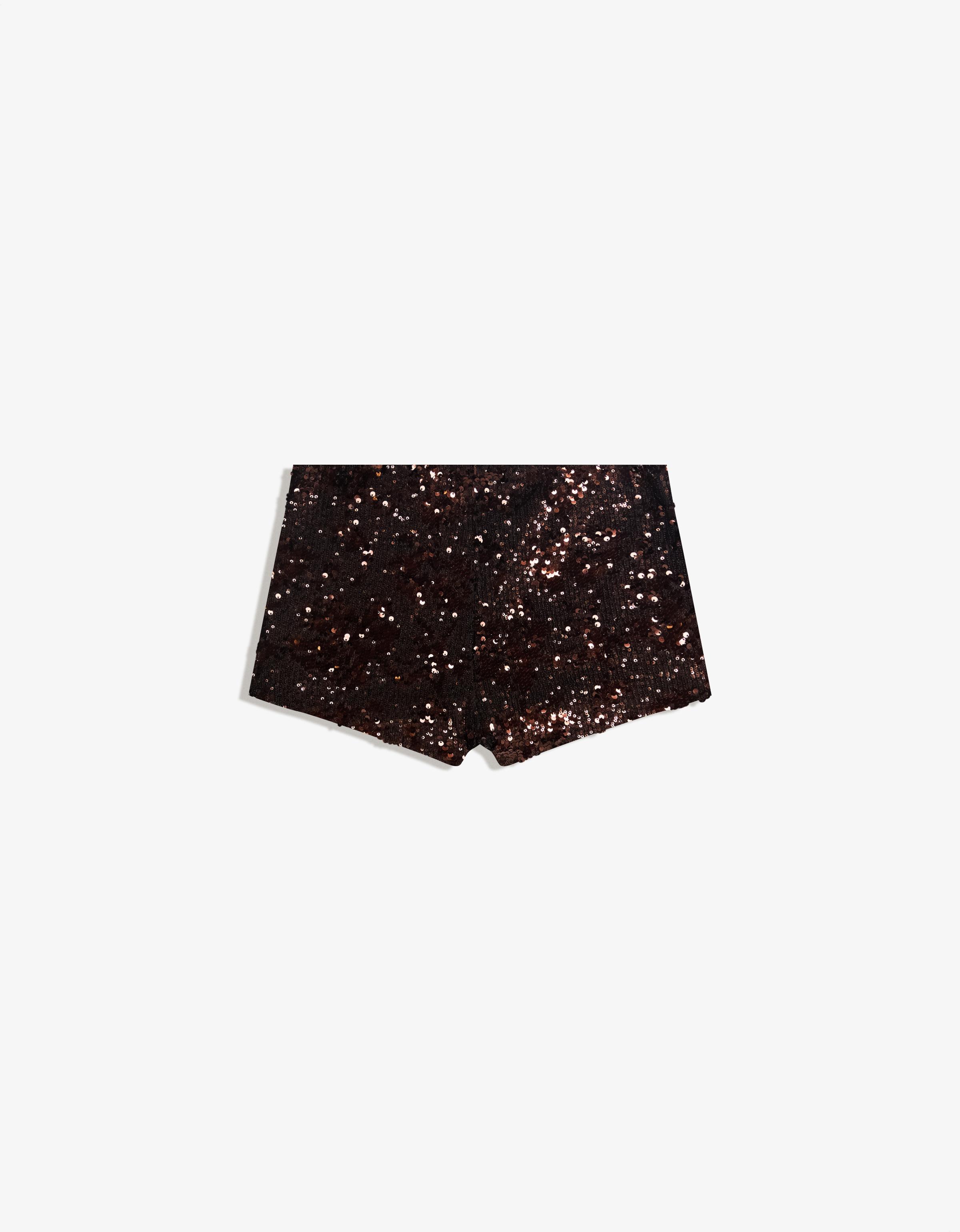 Sequin mini shorts — Brown