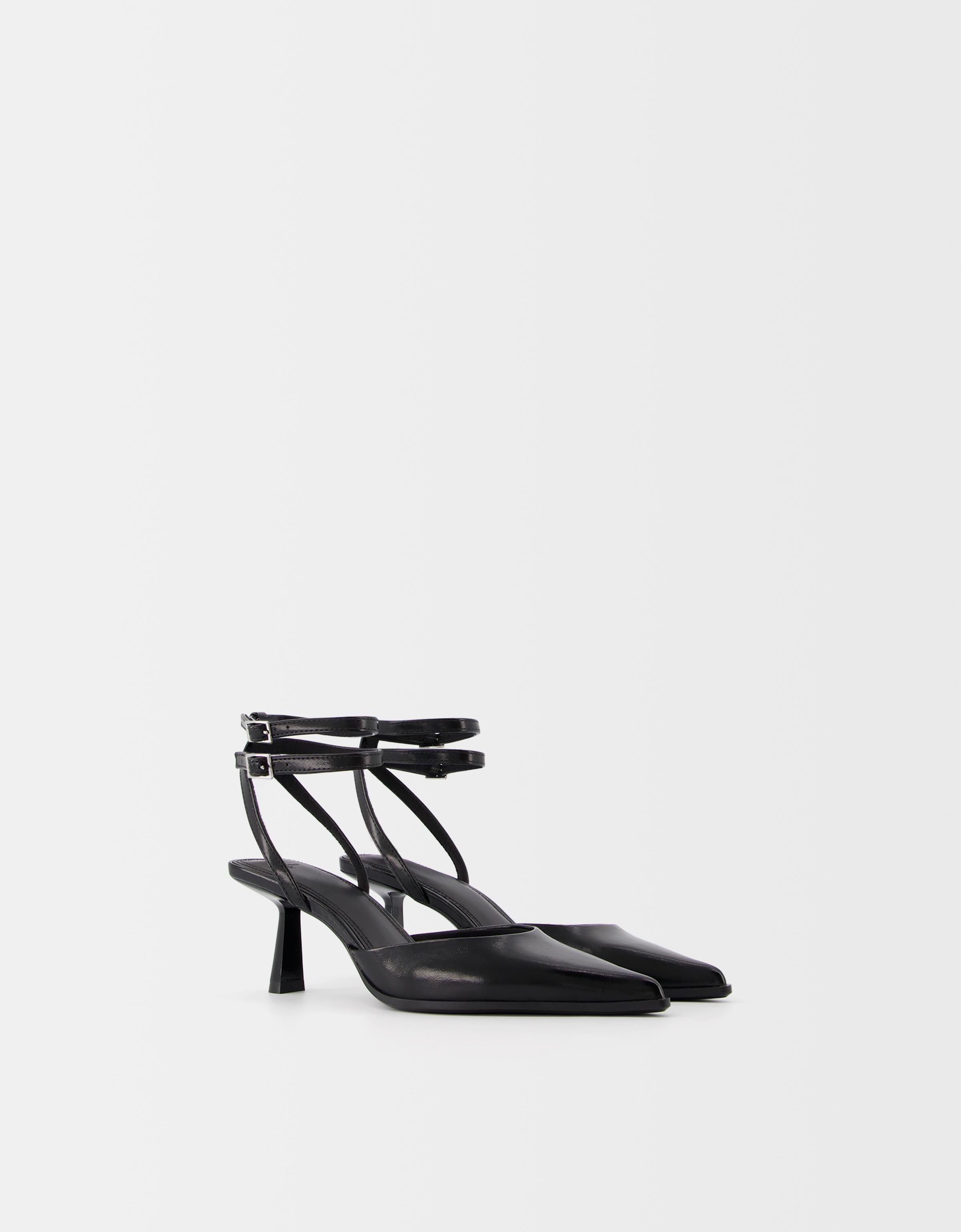 Bershka Absatzschuhe Mit Kitten-Heels Und Knöchelriemchen Damen 36 Schwarz