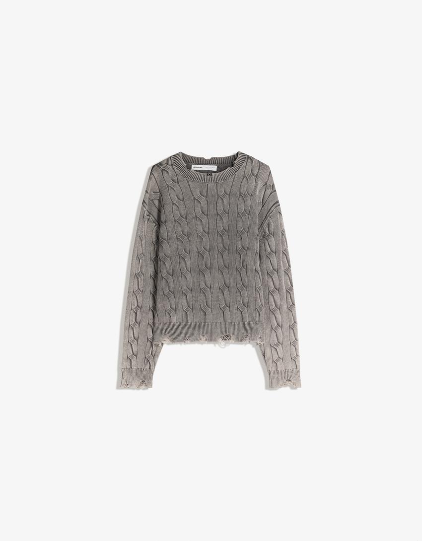 Maglia intrecciata-Grigio