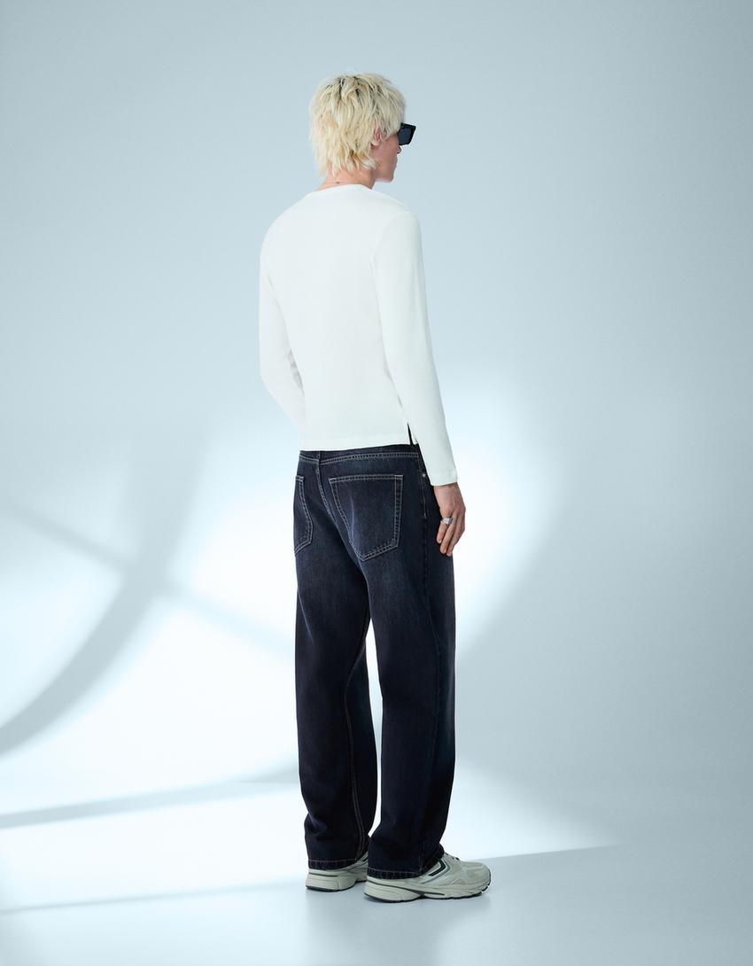 Jeans baggy-Azul escuro