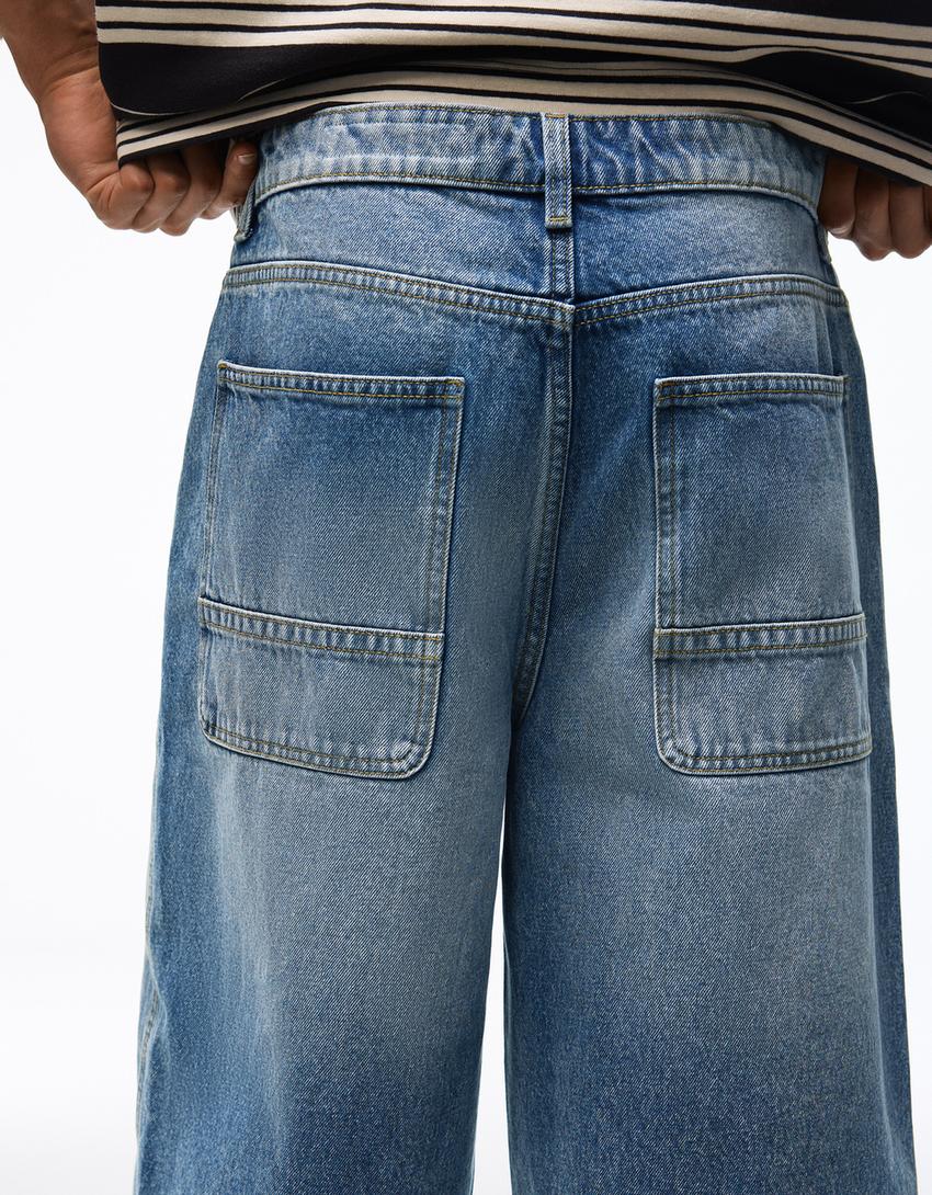 Skater denim Bermuda shorts-Light blue