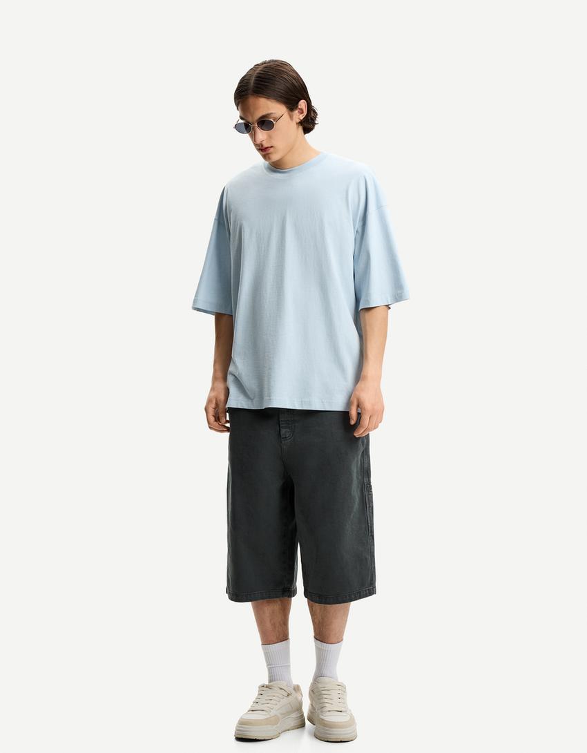 Oversize short sleeve T-shirt-Light blue