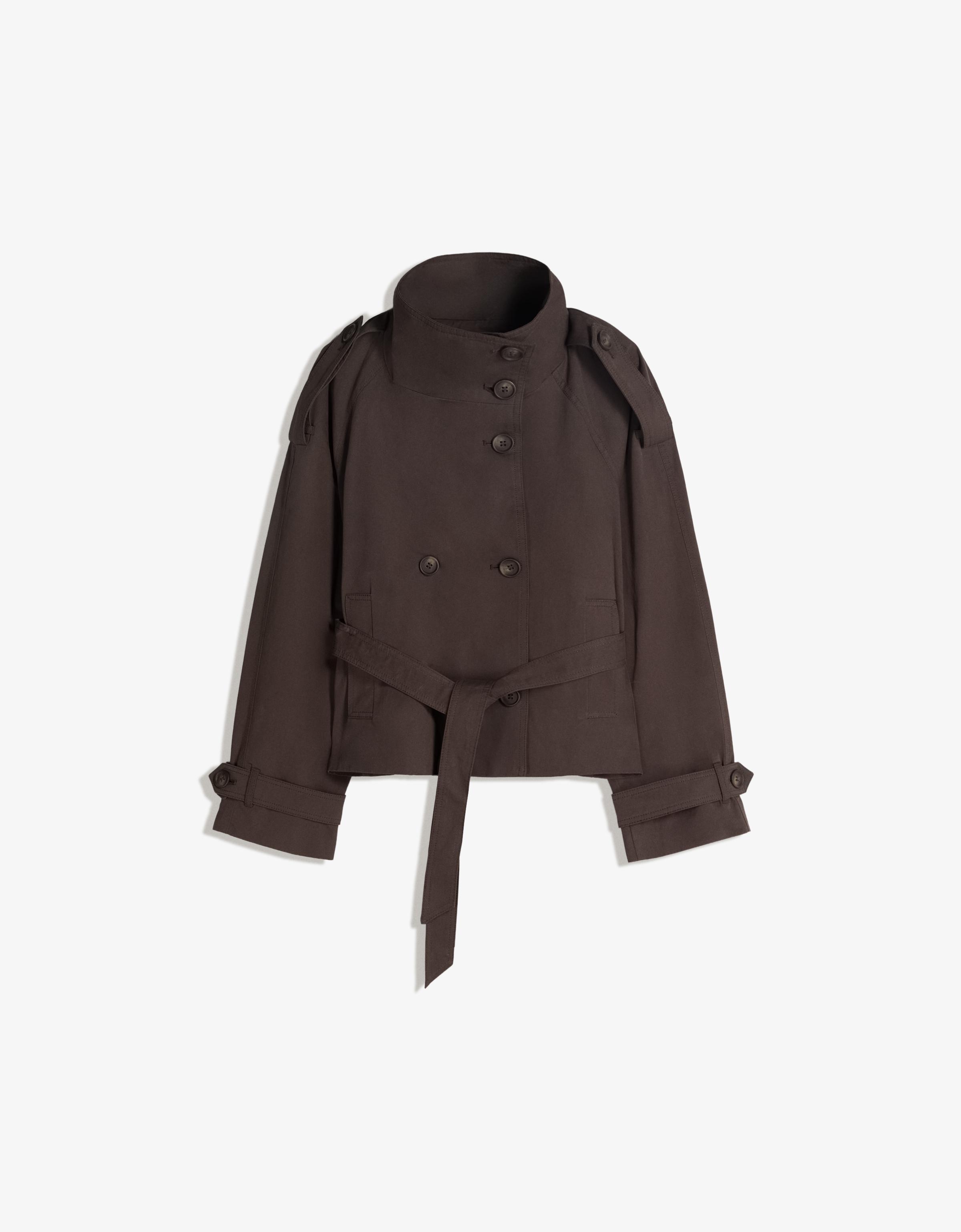 Funnel neck trench jacket — Brown