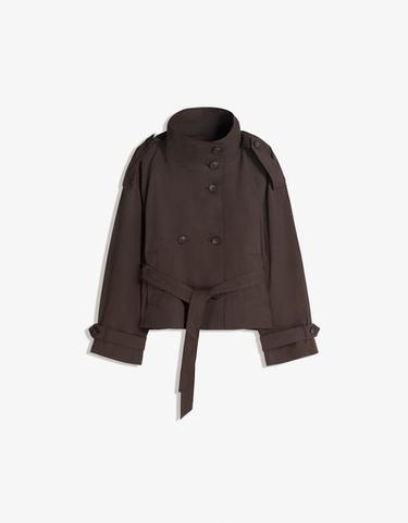 Funnel neck trench jacket — Brown 4