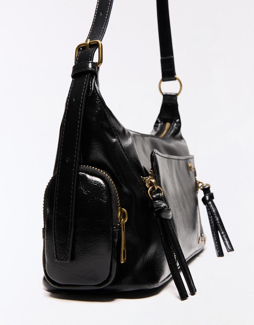 Mini borsa cerniere-Nero