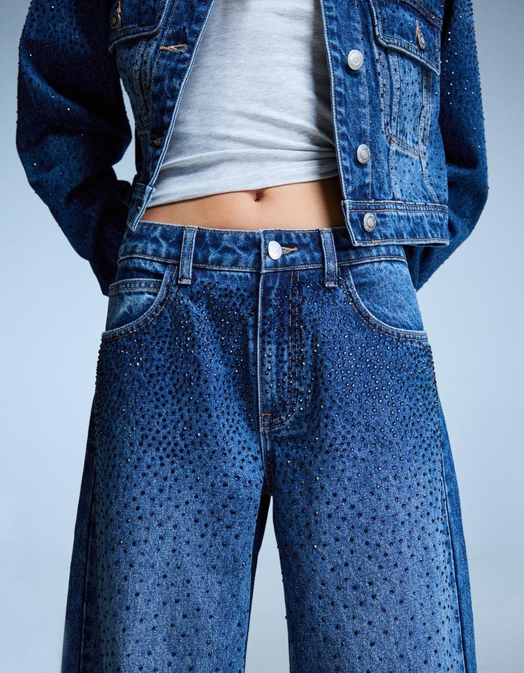 Straight fit parlak jean