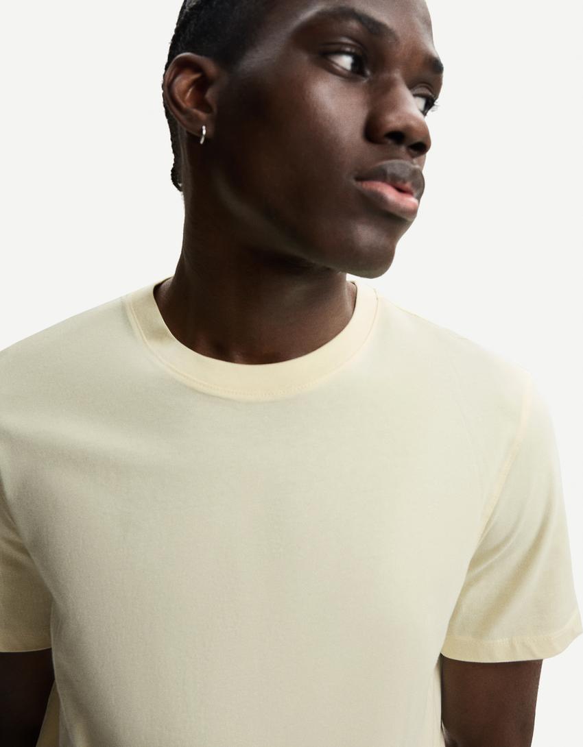 T-shirt à manches courtes basique-Jaune-2