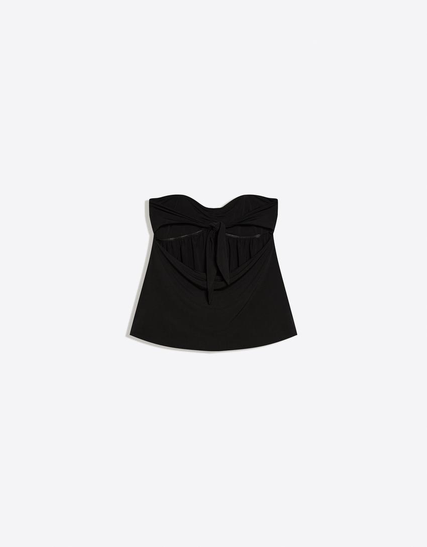 Top bandeau com nó nas costas-Preto