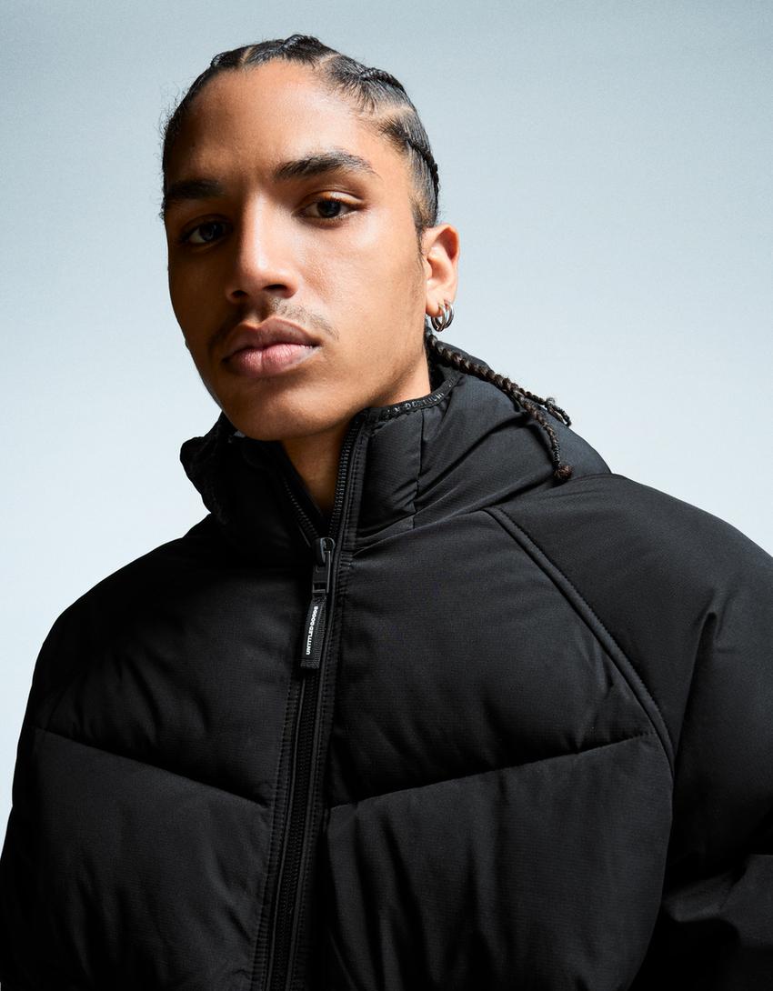 Hooded puffer jacket-Black