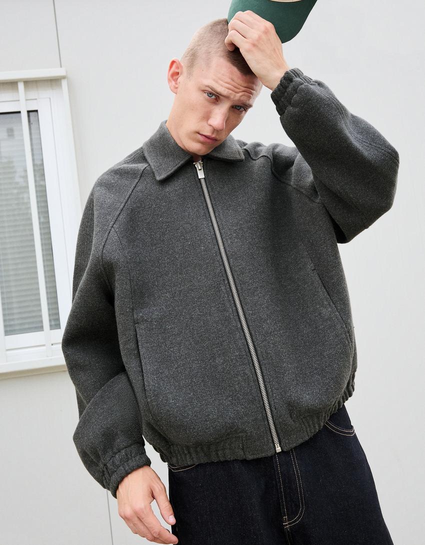 Veste en tissu trucker-Gris