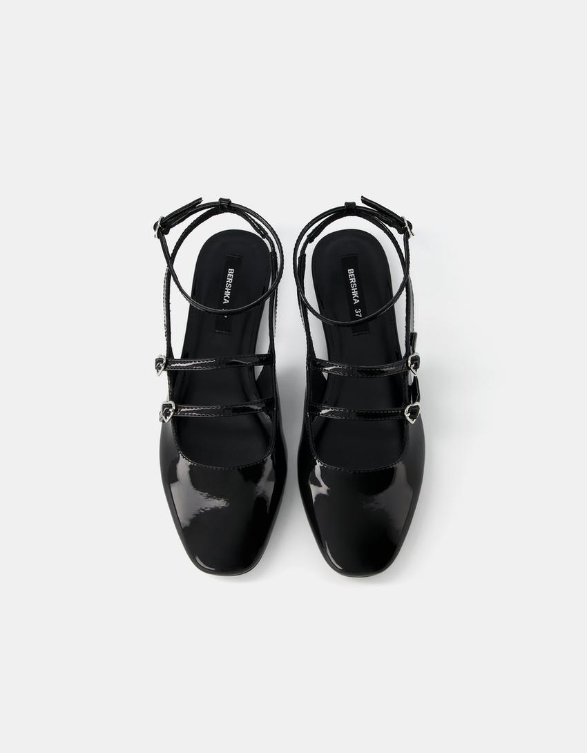 Mary Jane ballet flats with buckles-BLACK-3