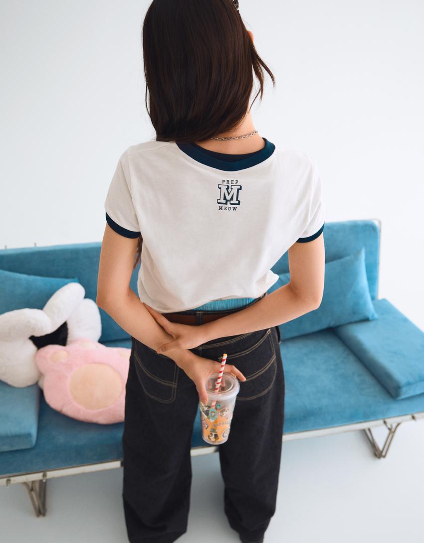 Mofusand print short sleeve T-shirt-Off white-1