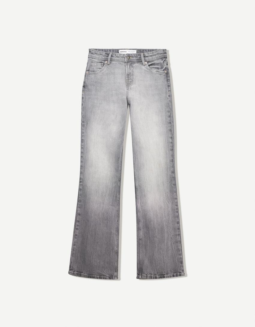 Jeans bootcut low waist-Gris