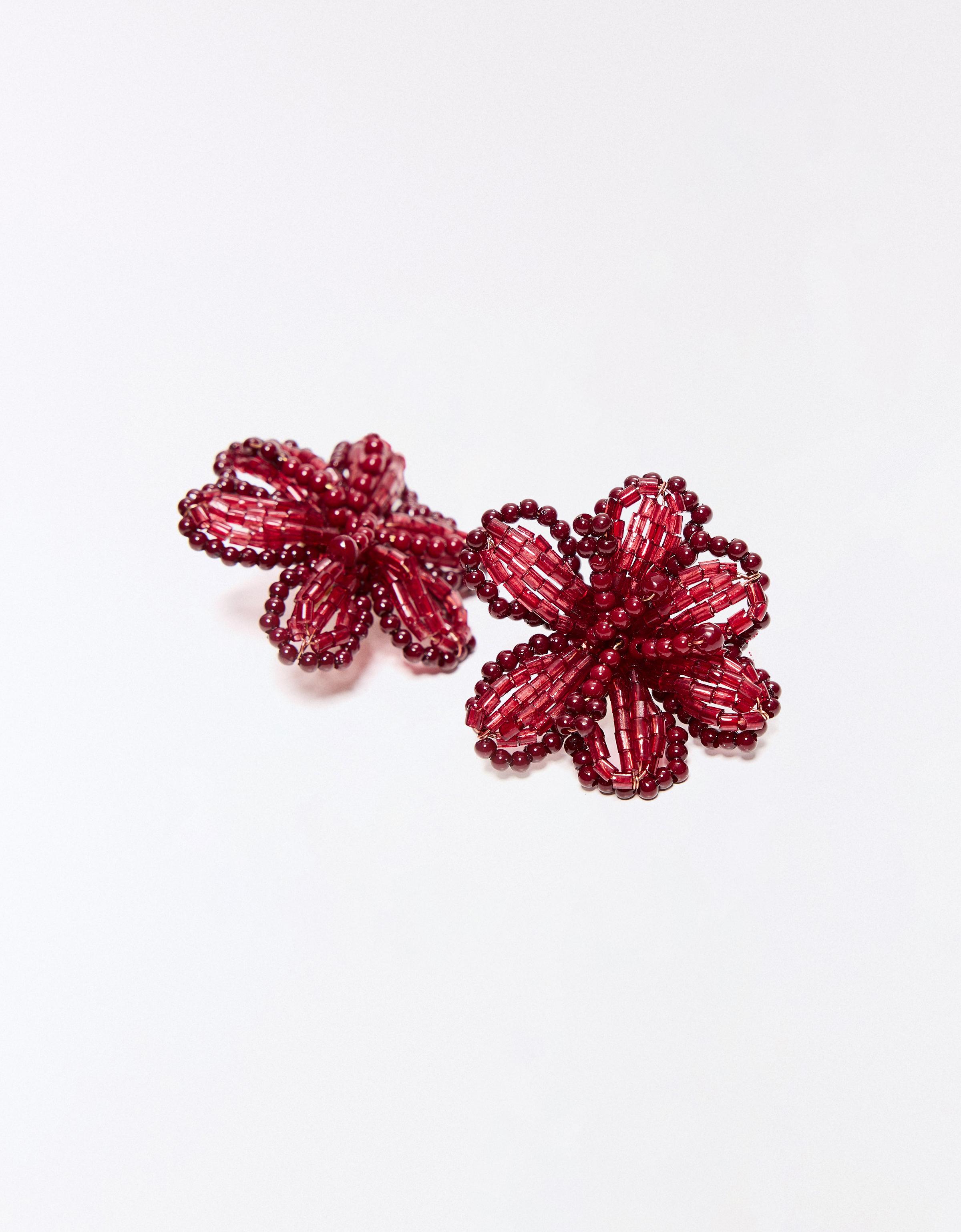 Floral earrings — Burgundy
