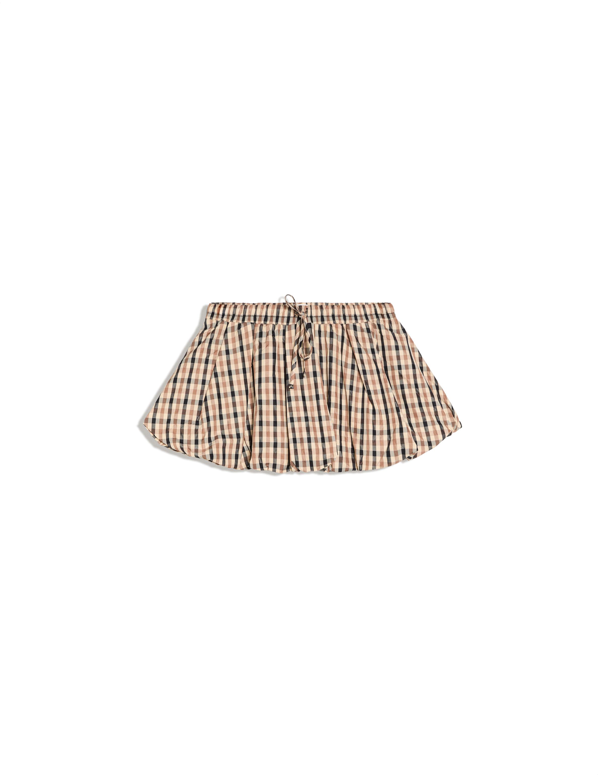 Checked technical fabric skort — Cream