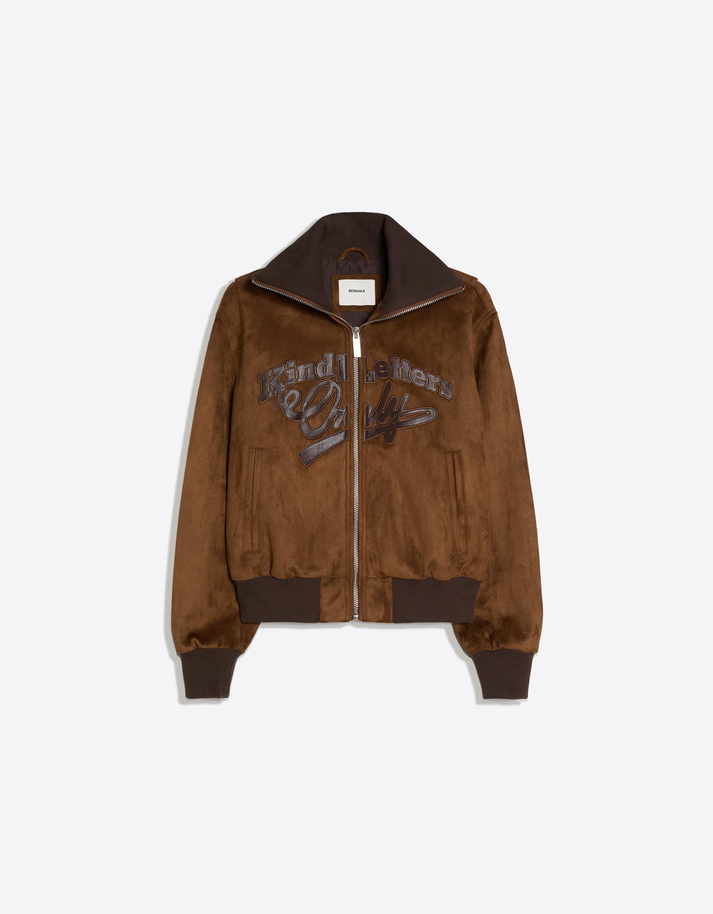 Retro faux suede jacket — Brown