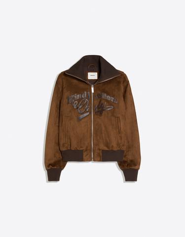 Faux suede jacket with zip fastening — Brown 5