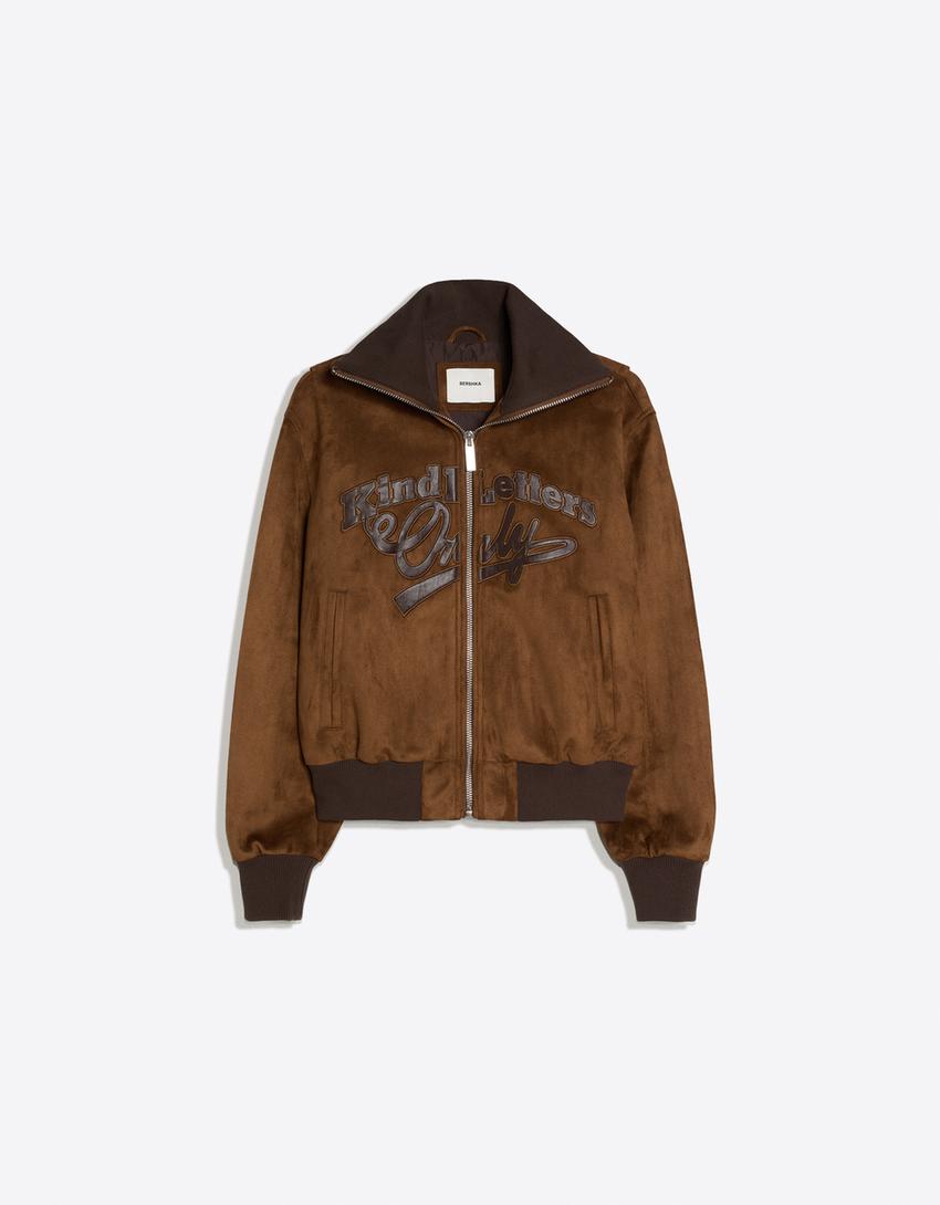 Cazadora efecto suede retro-Marrón