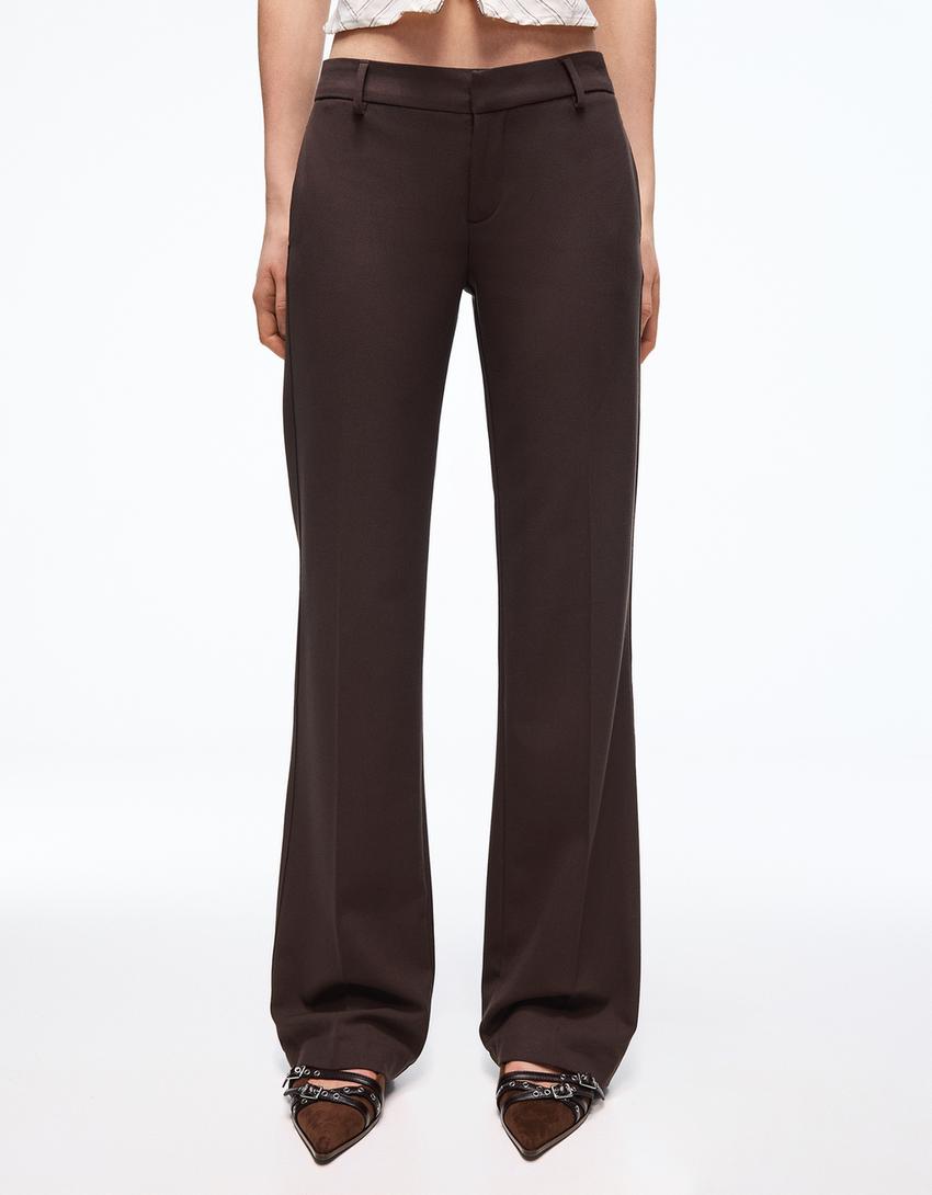 Low-rise boot-cut trousers-Brown